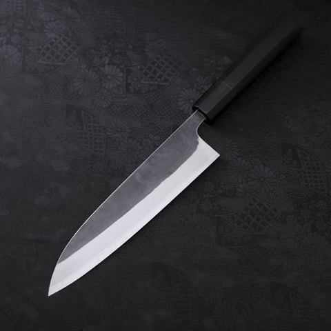 Gyuto Blue steel #2 Kurouchi Stainless Clad Chokin Dragon Buffalo Ebony Handle 180mm-Blue steel #2-Kurouchi-Japanese Handle-[Musashi]-[Japanese-Kitchen-Knives]