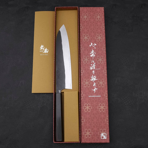 Gyuto Blue steel #2 Kurouchi Stainless Clad Ebony Handle 210mm-Blue steel #2-Kurouchi-Japanese Handle-[Musashi]-[Japanese-Kitchen-Knives]