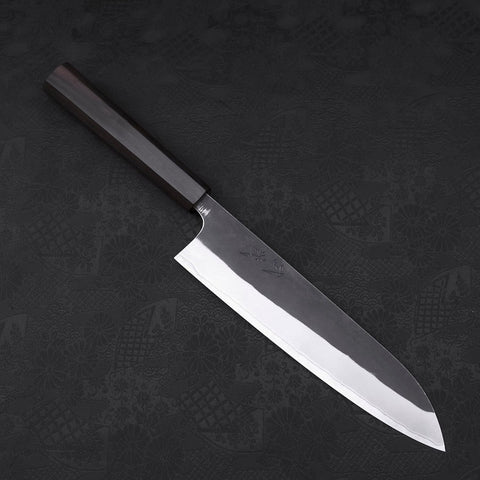 Gyuto Blue steel #2 Kurouchi Stainless Clad Ebony Handle 210mm-Blue steel #2-Kurouchi-Japanese Handle-[Musashi]-[Japanese-Kitchen-Knives]