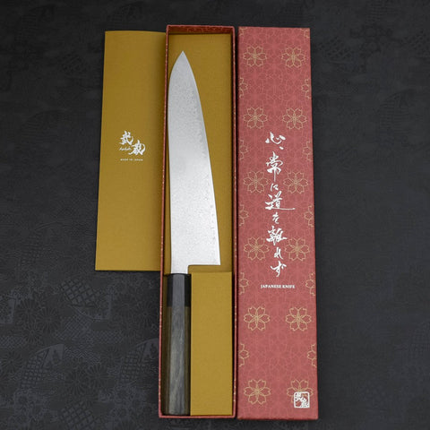 Gyuto SG-2 Damascus Dark Green Handle 240mm-SG-2-Damascus-Japanese Handle-[Musashi]-[Japanese-Kitchen-Knives]