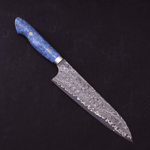 Gyuto SG-2 Damascus Turquoise Blue Handle 210mm-SG-2-Damascus-Western Handle-[Musashi]-[Japanese-Kitchen-Knives]