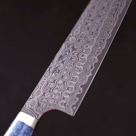 Gyuto SG-2 Damascus Turquoise Blue Handle 240mm-SG-2-Tsuchime-Western Handle-[Musashi]-[Japanese-Kitchen-Knives]