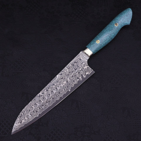 Gyuto SG-2 Damascus Turquoise Green Handle 210mm-SG-2-Damascus-Western Handle-[Musashi]-[Japanese-Kitchen-Knives]