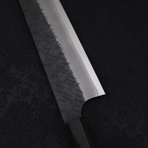 Gyuto SG-2 Kurouchi Tsuchime Buffalo Ebony Handle 210mm-SG-2-Kurouchi-Japanese Handle-[Musashi]-[Japanese-Kitchen-Knives]