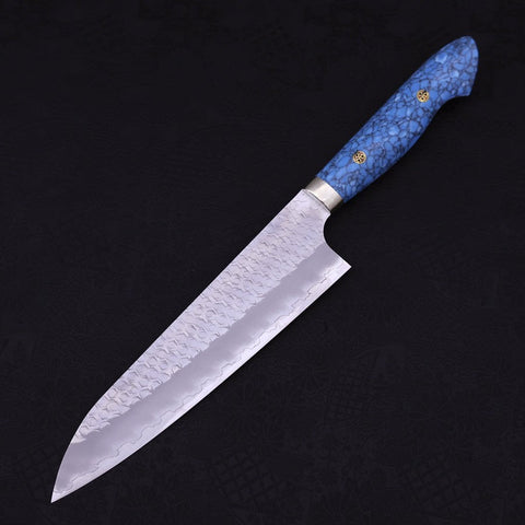 Gyuto SG-2 Tsuchime Turquoise Blue Handle 210mm-SG-2-Tsuchime-Western Handle-[Musashi]-[Japanese-Kitchen-Knives]