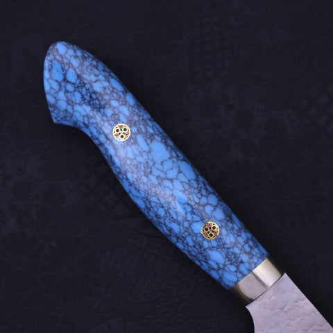 Gyuto SG-2 Tsuchime Turquoise Blue Handle 210mm-SG-2-Tsuchime-Western Handle-[Musashi]-[Japanese-Kitchen-Knives]