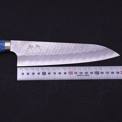 Gyuto SG-2 Tsuchime Turquoise Blue Handle 210mm-SG-2-Tsuchime-Western Handle-[Musashi]-[Japanese-Kitchen-Knives]