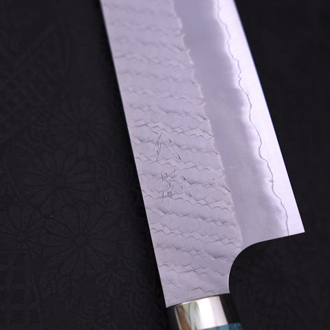 Gyuto SG-2 Tsuchime Turquoise Green Handle 240mm-SG-2-Tsuchime-Western Handle-[Musashi]-[Japanese-Kitchen-Knives]