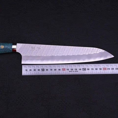 Gyuto SG-2 Tsuchime Turquoise Green Handle 240mm-SG-2-Tsuchime-Western Handle-[Musashi]-[Japanese-Kitchen-Knives]