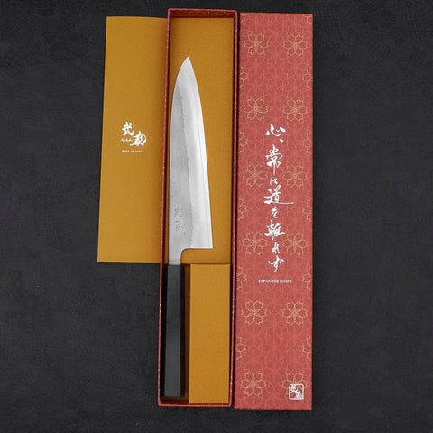 Gyuto SKD11 Nashiji Ebony Handle 210mm-SKD11-Nashiji-Japanese Handle-[Musashi]-[Japanese-Kitchen-Knives]