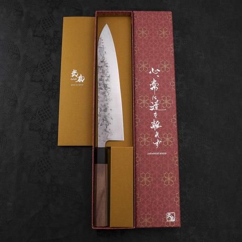 Gyuto SLD Nashiji Washi Walnut Handle 240mm-SLD-Nashiji Washi-Japanese Handle-[Musashi]-[Japanese-Kitchen-Knives]