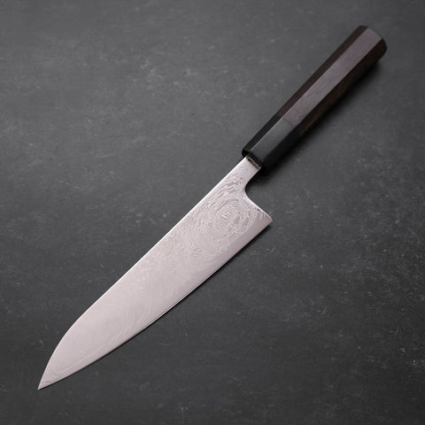 Gyuto SLD Wave Nickel Damascus Buffalo Ebony Handle 180mm-SLD-Damascus-Japanese Handle-[Musashi]-[Japanese-Kitchen-Knives]