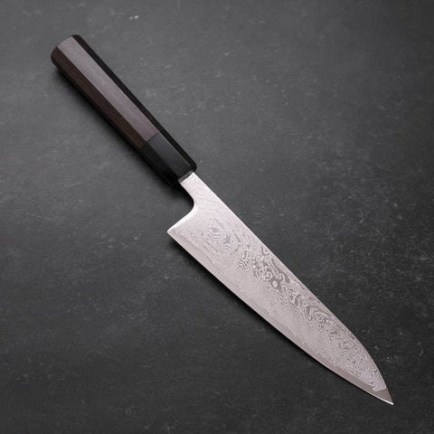 Gyuto SLD Wave Nickel Damascus Buffalo Ebony Handle 180mm-SLD-Damascus-Japanese Handle-[Musashi]-[Japanese-Kitchen-Knives]