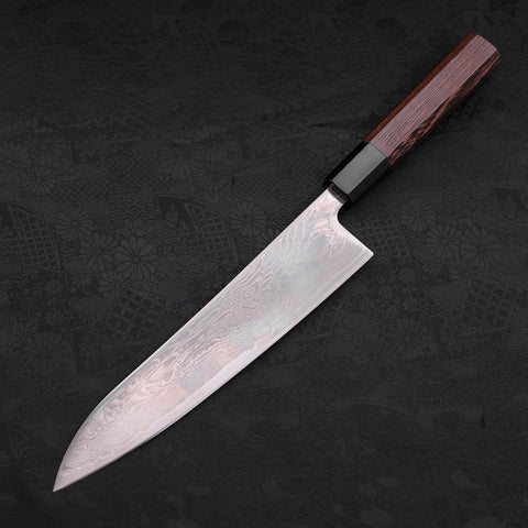 Gyuto SLD Wave Nickel Damascus Buffalo Wenge Handle 210mm-SLD-Damascus-Japanese Handle-[Musashi]-[Japanese-Kitchen-Knives]