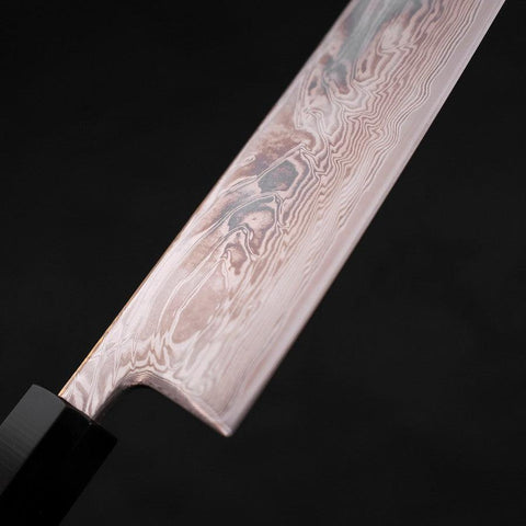 Gyuto SLD Wave Nickel Damascus Buffalo Wenge Handle 210mm-SLD-Damascus-Japanese Handle-[Musashi]-[Japanese-Kitchen-Knives]