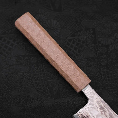 Gyuto SLD Wave Nickel Damascus White Urushi Handle 210mm-SLD-Damascus-Japanese Handle-[Musashi]-[Japanese-Kitchen-Knives]