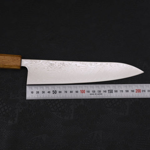 Gyuto SLD Wave Nickel Damascus Yaki Urushi Handle 210mm-SLD-Damascus-Japanese Handle-[Musashi]-[Japanese-Kitchen-Knives]