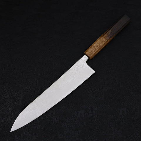 Gyuto SLD Wave Nickel Damascus Yaki Urushi Handle 240mm-SLD-Damascus-Japanese Handle-[Musashi]-[Japanese-Kitchen-Knives]