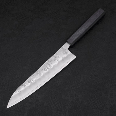 Gyuto Silver Steel #3 Nashiji Dark Blue Urushi Handle 210mm-Silver steel #3-Nashiji-Japanese Handle-[Musashi]-[Japanese-Kitchen-Knives]