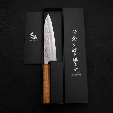 Gyuto Silver Steel #3 Nashiji Oak Handle 180mm-Silver steel #3-Nashiji-Japanese Handle-[Musashi]-[Japanese-Kitchen-Knives]