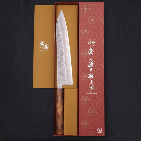 Gyuto Silver Steel #3 Nashiji Sumi Urushi Handle 240mm-Silver steel #3-Nashiji-Japanese Handle-[Musashi]-[Japanese-Kitchen-Knives]