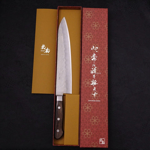 Gyuto Silver Steel #3 Nashiji Western Handle 240mm-Silver steel #3-Nashiji-Western Handle-[Musashi]-[Japanese-Kitchen-Knives]