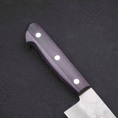 Gyuto Silver Steel #3 Nashiji Western Purple Handle 210mm-Silver steel #3-Nashiji-Western Handle-[Musashi]-[Japanese-Kitchen-Knives]