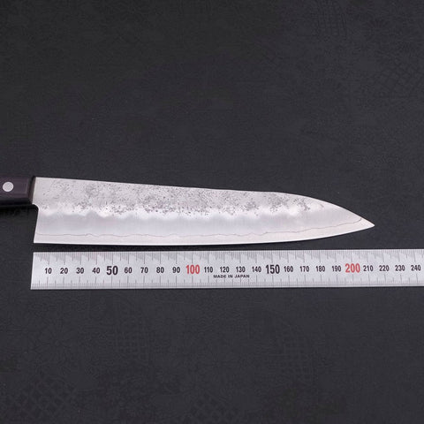 Gyuto Silver Steel #3 Nashiji Western Purple Handle 210mm-Silver steel #3-Nashiji-Western Handle-[Musashi]-[Japanese-Kitchen-Knives]