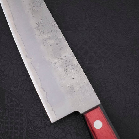 Gyuto Silver Steel #3 Nashiji Western Red Handle 210mm-Silver steel #3-Nashiji-Western Handle-[Musashi]-[Japanese-Kitchen-Knives]