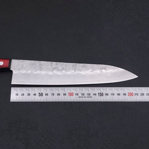 Gyuto Silver Steel #3 Nashiji Western Red Handle 210mm-Silver steel #3-Nashiji-Western Handle-[Musashi]-[Japanese-Kitchen-Knives]