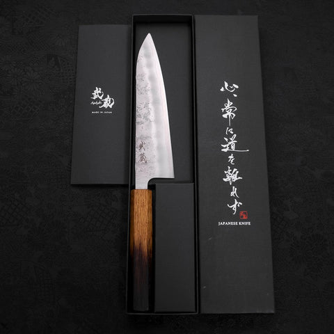 Gyuto Silver Steel #3 Nashiji Yaki Urushi Handle 180mm-Silver steel #3-Nashiji-Japanese Handle-[Musashi]-[Japanese-Kitchen-Knives]