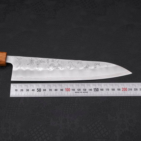 Gyuto Silver Steel #3 Nashiji Yaki Urushi Handle 210mm-Silver steel #3-Nashiji-Japanese Handle-[Musashi]-[Japanese-Kitchen-Knives]