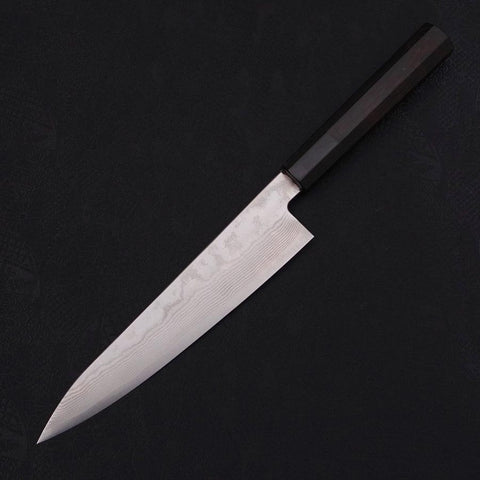 Gyuto Silver Steel #3 Nickel Damascus Buffalo Ebony Handle 210mm-Silver steel #3-Damascus-Japanese Handle-[Musashi]-[Japanese-Kitchen-Knives]