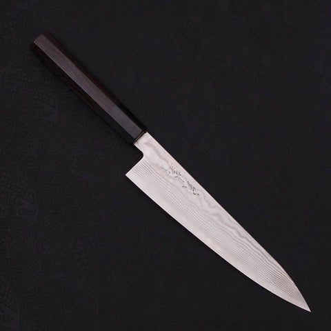 Gyuto Silver Steel #3 Nickel Damascus Buffalo Ebony Handle 210mm-Silver steel #3-Damascus-Japanese Handle-[Musashi]-[Japanese-Kitchen-Knives]