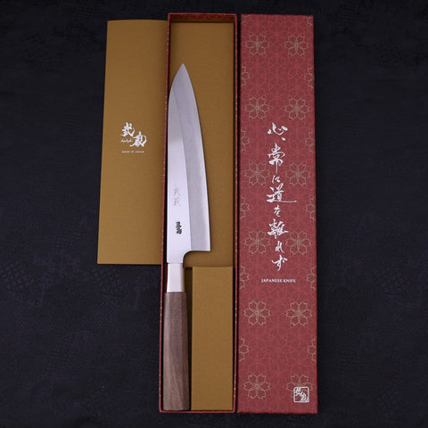 Gyuto Silver Steel #3 Walnut Handle 210mm-Silver Steel #3-Japanese Handle-[Musashi]-[Japanese-Kitchen-Knives]