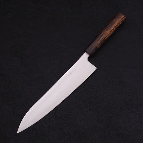 Gyuto Stainless Clad Blue Super Polished Sumi Urushi Handle 240mm-Blue Super-Kurouchi-Japanese Handle-[Musashi]-[Japanese-Kitchen-Knives]