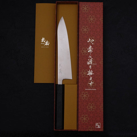 Gyuto VG-10 Damascus Black Ishime Urushi Handle 210mm-VG-10-Damascus-Japanese Handle-[Musashi]-[Japanese-Kitchen-Knives]