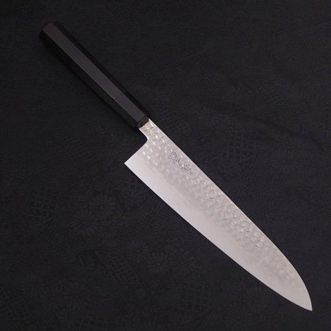 Gyuto VG-10 Tsuchime Damascus Buffalo Ebony Handle 210mm-VG-10-Damascus-Japanese Handle-[Musashi]-[Japanese-Kitchen-Knives]