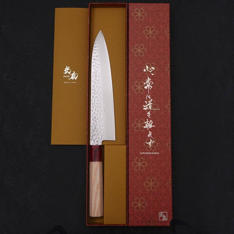 Gyuto VG-10 Tsuchime Damascus Sakura-Ki Handle 210mm-VG-10-Damascus-Japanese Handle-[Musashi]-[Japanese-Kitchen-Knives]