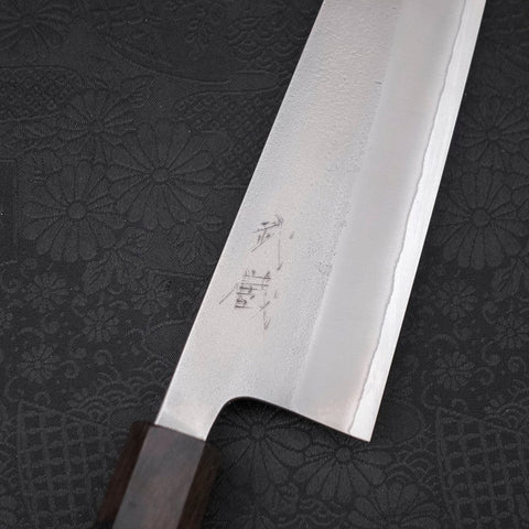 Gyuto White Steel #2 Nashiji Ebony Handle 210mm-White steel #2-Nashiji-Japanese Handle-[Musashi]-[Japanese-Kitchen-Knives]