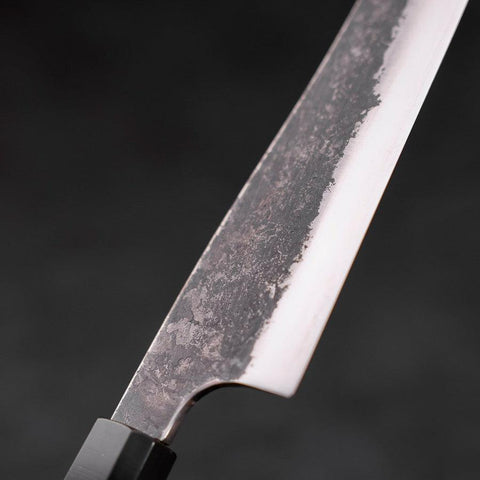 Gyuto White Steel #2 Stainless Clad Kurouchi Buffalo Teak Handle 210mm-White steel #2-Kurouchi-Japanese Handle-[Musashi]-[Japanese-Kitchen-Knives]