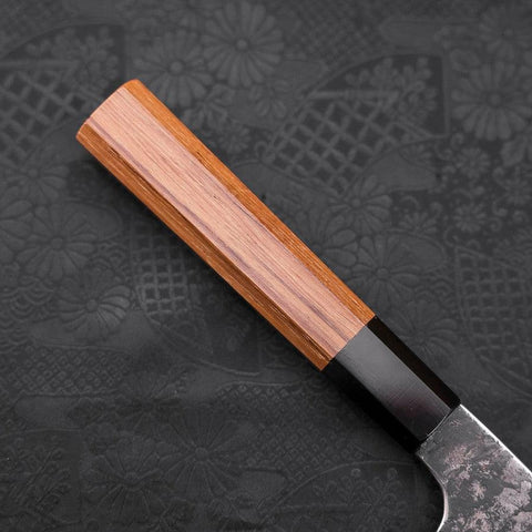 Gyuto White Steel #2 Stainless Clad Kurouchi Buffalo Teak Handle 210mm-White steel #2-Kurouchi-Japanese Handle-[Musashi]-[Japanese-Kitchen-Knives]