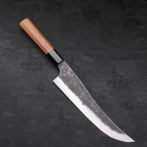 Gyuto White Steel #2 Stainless Clad Kurouchi Buffalo Teak Handle 210mm-White steel #2-Kurouchi-Japanese Handle-[Musashi]-[Japanese-Kitchen-Knives]