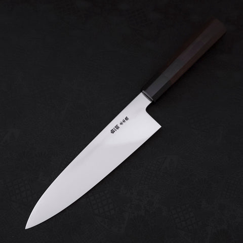 Gyuto White steel #1 Mirror Water Honyaki Buffalo Ebony Handle with Sheath 210mm-White steel #1-Japanese Handle-[Musashi]-[Japanese-Kitchen-Knives]