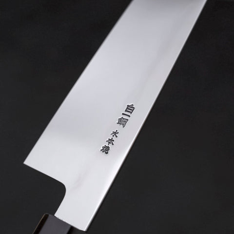 Gyuto White steel #1 Mirror Water Honyaki Buffalo Ebony Handle with Sheath 210mm-White steel #1-Japanese Handle-[Musashi]-[Japanese-Kitchen-Knives]