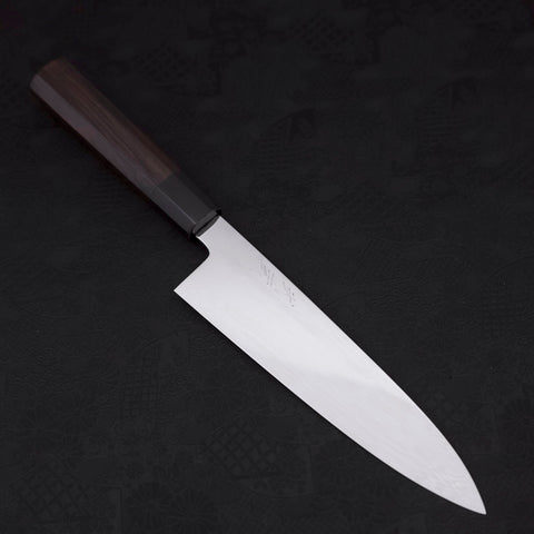 Gyuto White steel #1 Mirror Water Honyaki Buffalo Ebony Handle with Sheath 210mm-White steel #1-Japanese Handle-[Musashi]-[Japanese-Kitchen-Knives]