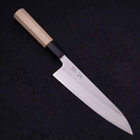 Gyuto White steel #1 Polished Buffalo Magnolia Handle 180mm-White steel #1-Polished-Japanese Handle-[Musashi]-[Japanese-Kitchen-Knives]