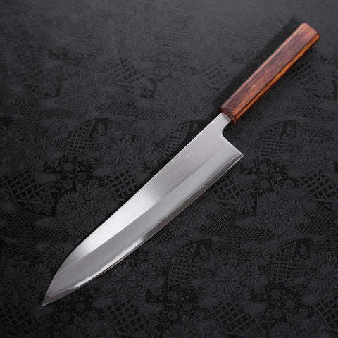 Gyuto White steel #1 Polished Sumi Urushi Handle 240mm-White steel #1-Polished-Japanese Handle-[Musashi]-[Japanese-Kitchen-Knives]