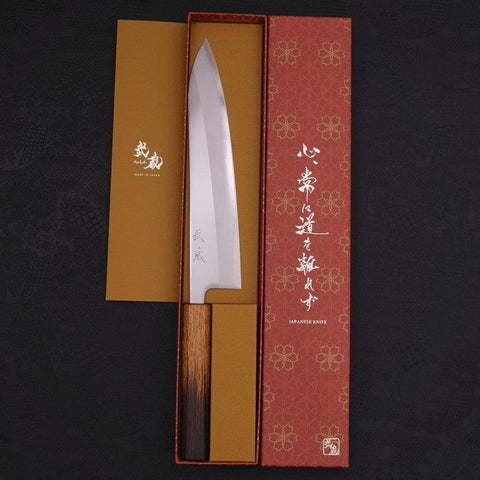 Gyuto White steel #1 Polished Yaki Urushi Handle 240mm-White steel #1-Polished-Japanese Handle-[Musashi]-[Japanese-Kitchen-Knives]