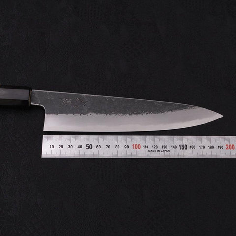 Gyuto White steel #2 Kurouchi Buffalo Magnolia Handle 200mm-White steel #2-Kurouchi-Japanese Handle-[Musashi]-[Japanese-Kitchen-Knives]